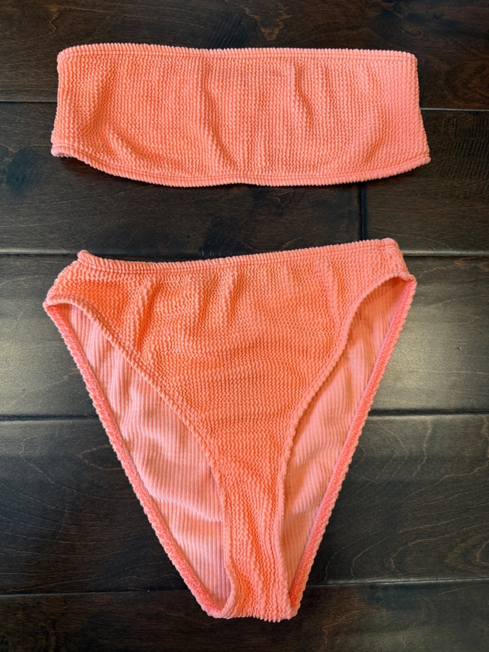 Women’s Strapless Bikini Set - Coral Pink